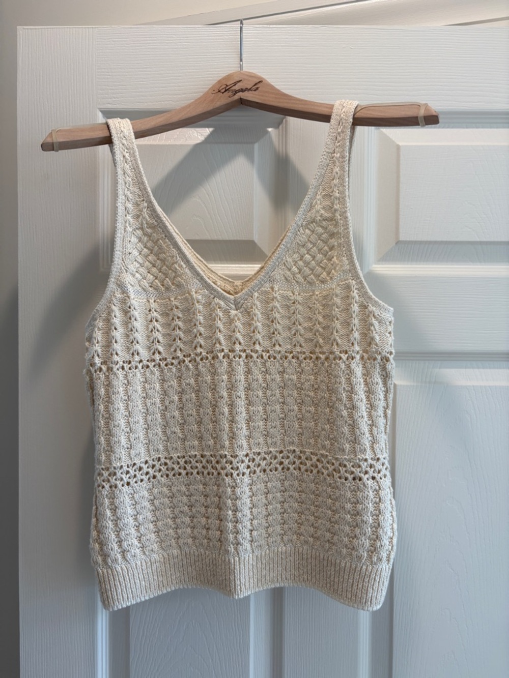 Anthropologie Cream Open-Knit Crochet Sweater